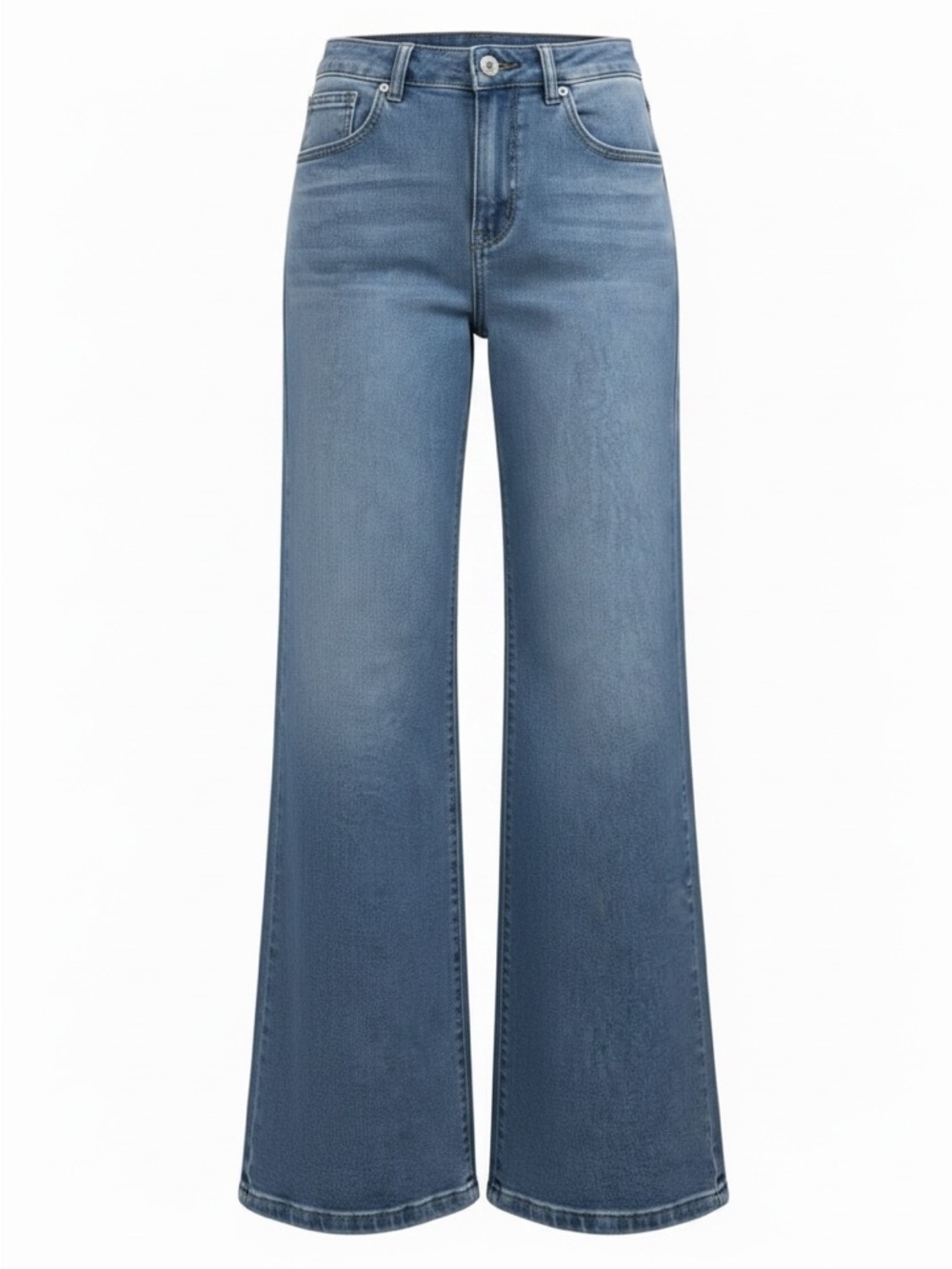 HDLTE Medium Wash Blue Jeans High Waist Wide Leg Boyfriend Loose Fit Size Small